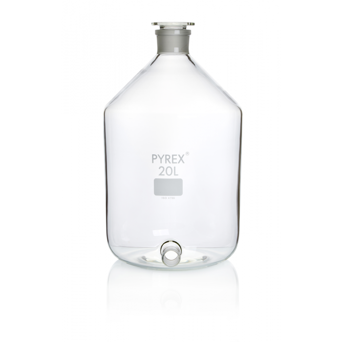 PYREX® 抽吸瓶，磨砂玻璃侧套口和瓶颈 20000 mL