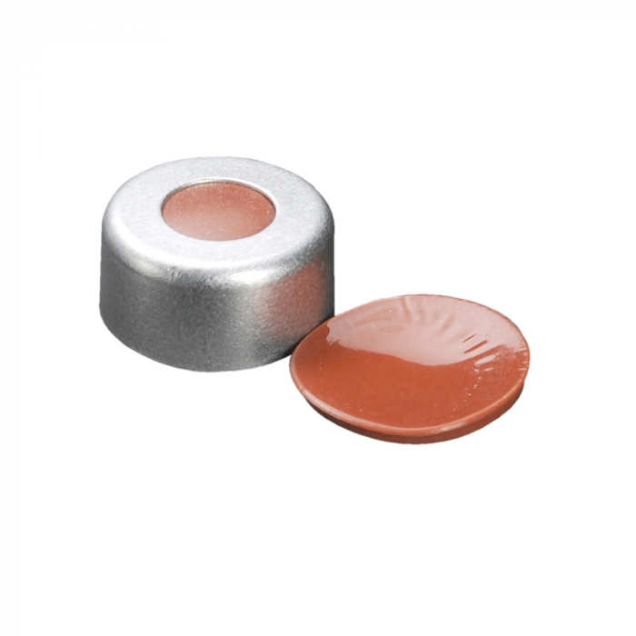 WHEATON® µL MicroLiter® 11 mm 压接密封件（带隔膜），聚四氟乙烯/红色橡胶，铝质