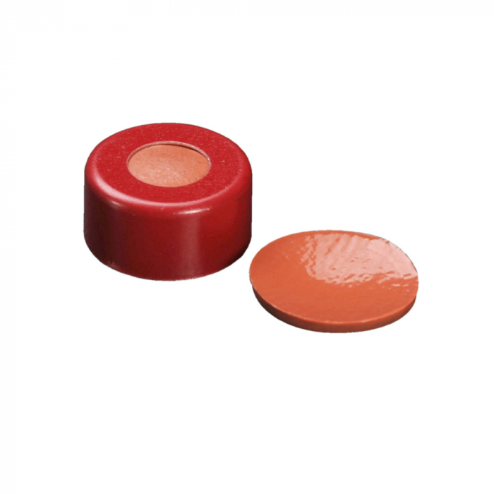 WHEATON® µL MicroLiter® 11 mm 压接密封件（带隔膜），聚四氟乙烯/红色橡胶，红色
