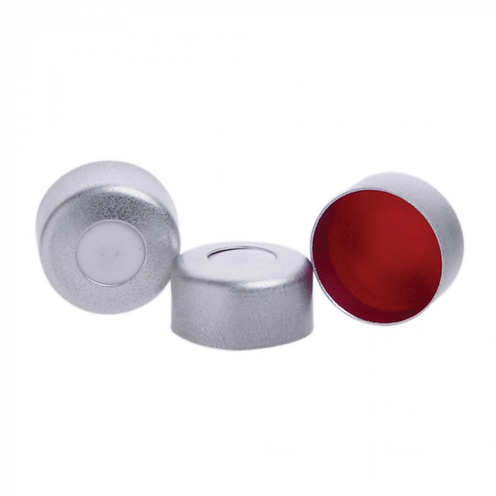 WHEATON® µL MicroLiter® 11 mm 压接密封件（带隔膜），聚四氟乙烯/硅树脂，铝质