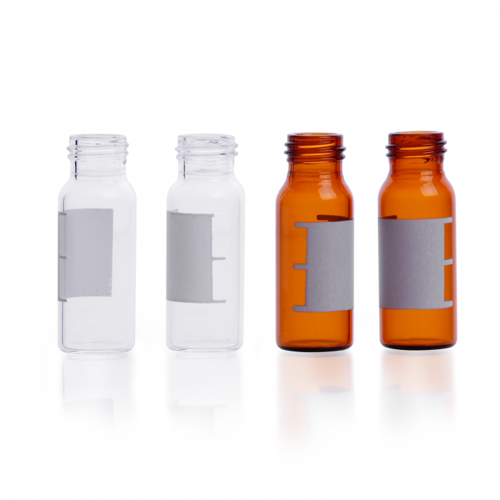 WHEATON® µL MicroLiter® 76 系列小瓶™ 12 x 32 mm, 透明, 非硅烷化, 带贴片
