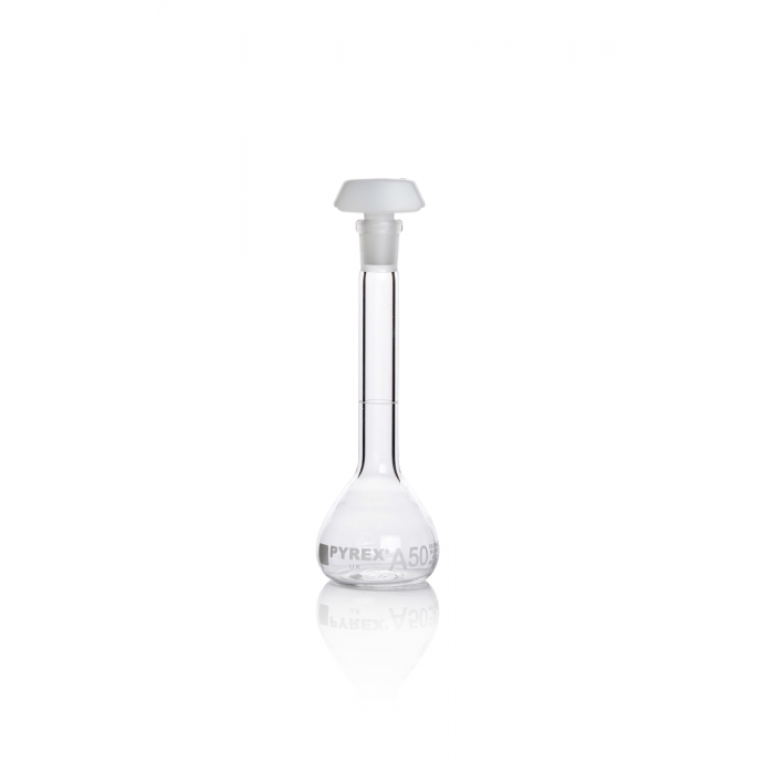 Pyrex® 容量瓶，A 级，USP/ISO/DIN 公差，50 mL