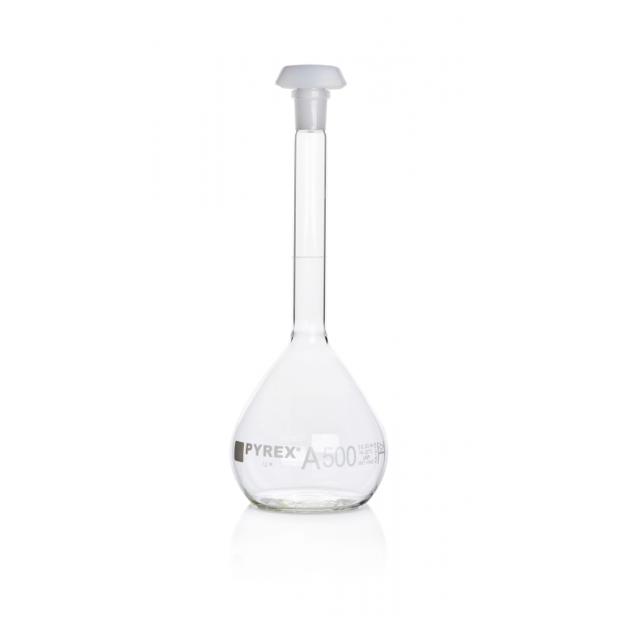 Pyrex® 容量瓶，A 级，USP/ISO/DIN 公差，500 mL