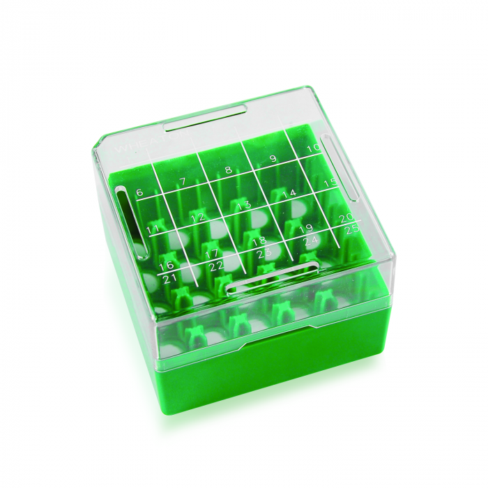 WHEATON® KEEPIT® 冷冻箱，KeepIT®-25 用于外螺纹小瓶，绿色