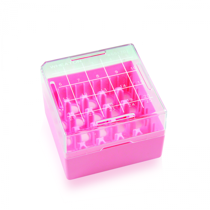 WHEATON® KEEPIT® 冷冻箱，KeepIT®-25 用于外螺纹小瓶，粉红色