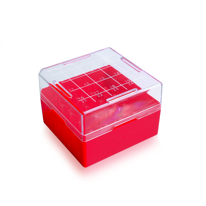 WHEATON® KEEPIT® 冷冻盒，KeepIT®-25 用于外螺纹小瓶，红色