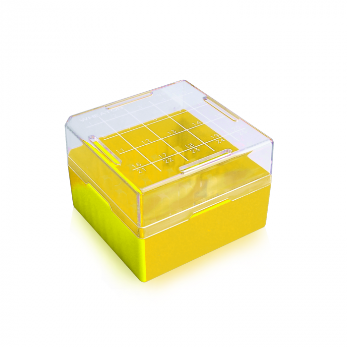 WHEATON® KEEPIT® 冷冻箱，KeepIT®-25 用于外螺纹小瓶，黄色