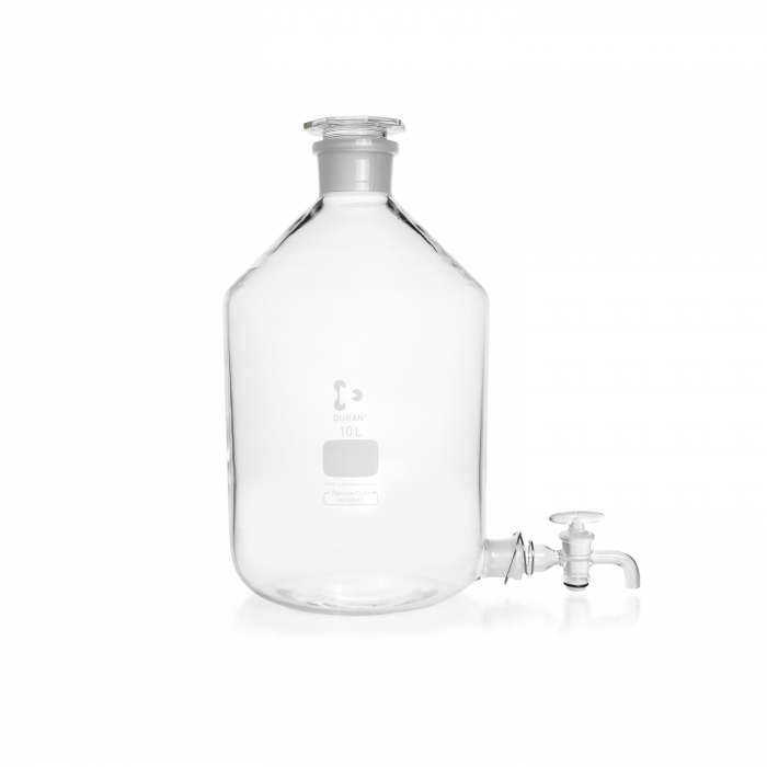 DURAN® 抽吸瓶，标准锥形玻璃接头侧管，配备玻璃旋塞和玻璃塞子
