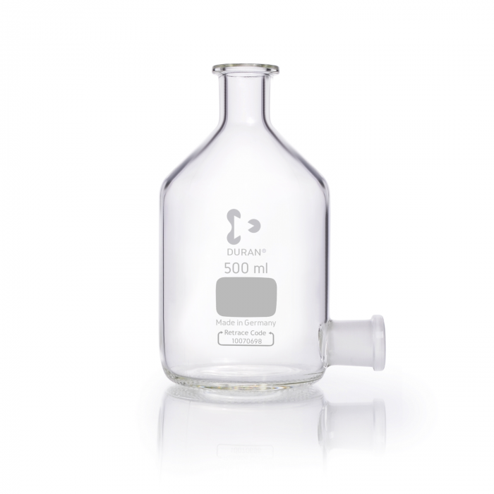 DURAN® 抽吸瓶（水平），非磨砂瓶颈，底部 ST 19/26 磨砂接头，不带瓶塞，500 mL