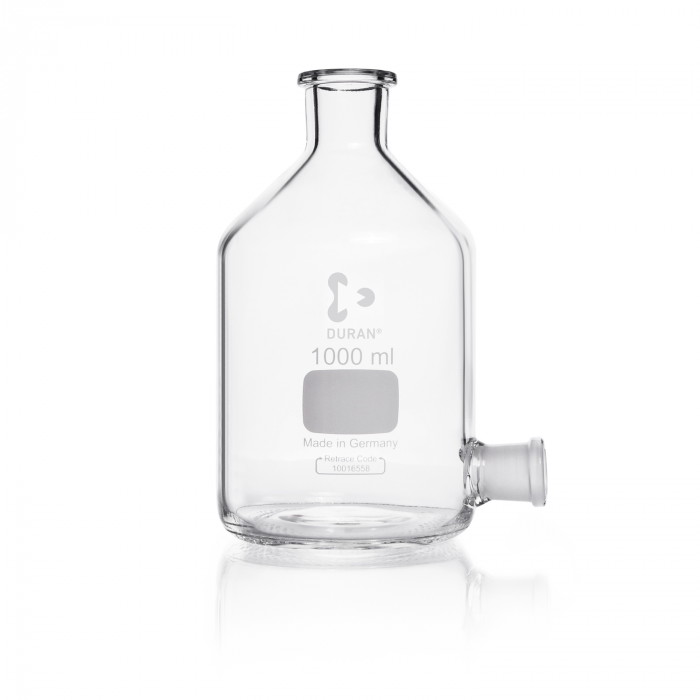 DURAN® 抽吸瓶（水平），非磨砂瓶颈，底部 ST 19/26 磨砂接头，不带瓶塞，1000 mL
