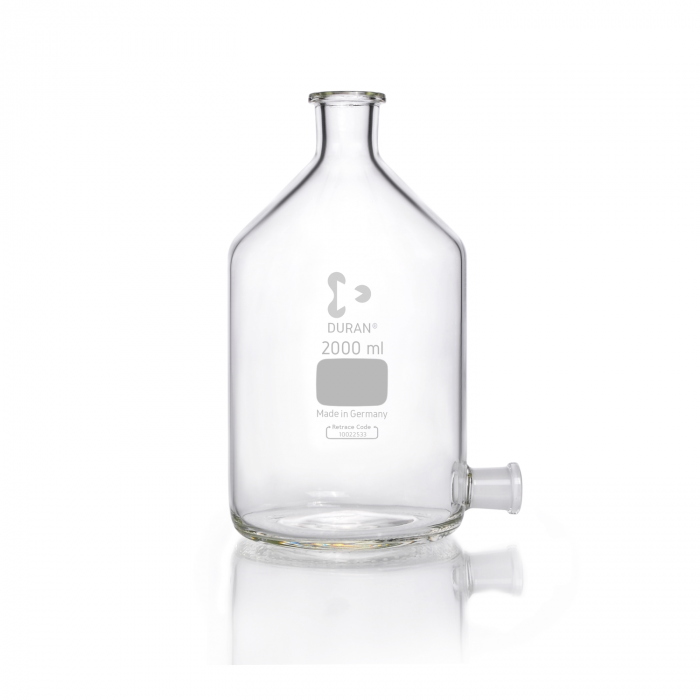 DURAN® 抽吸瓶（水平），非磨砂瓶颈，底部 ST 19/26 磨砂接头，不带瓶塞，2000 mL