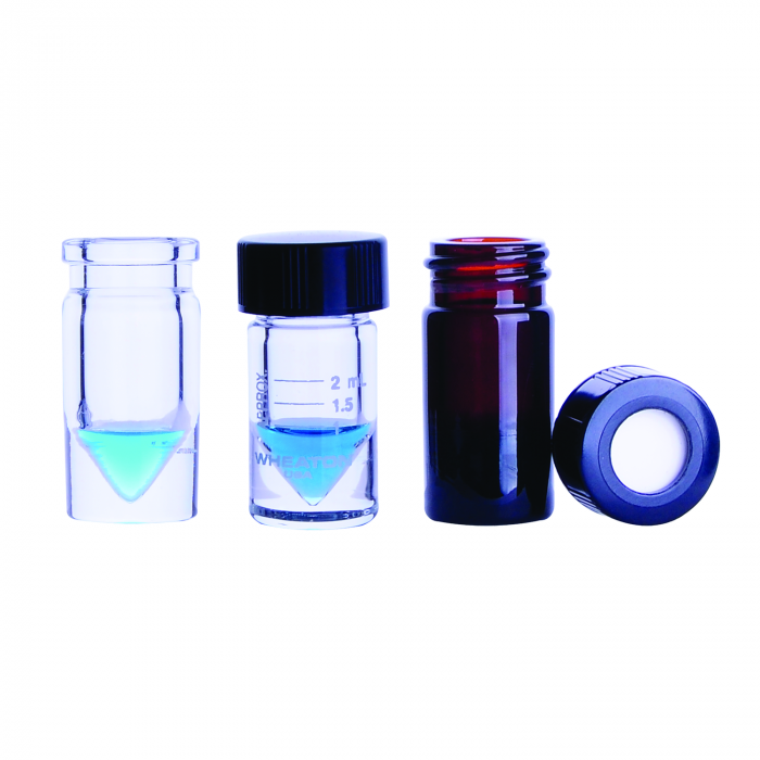 WHEATON® NextGen™ V Vial® 2mL，棕色，实心顶，螺旋盖，20-400螺纹，聚四氟乙烯/14B橡胶
