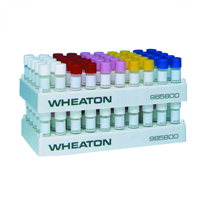 WHEATON® 聚丙烯小瓶架，50个位置，12.5 mm开口内径