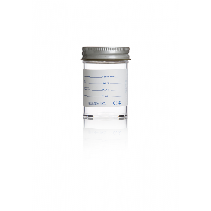 WHEATON® 60毫升聚苯乙烯容器，印刷标签，塑料盖