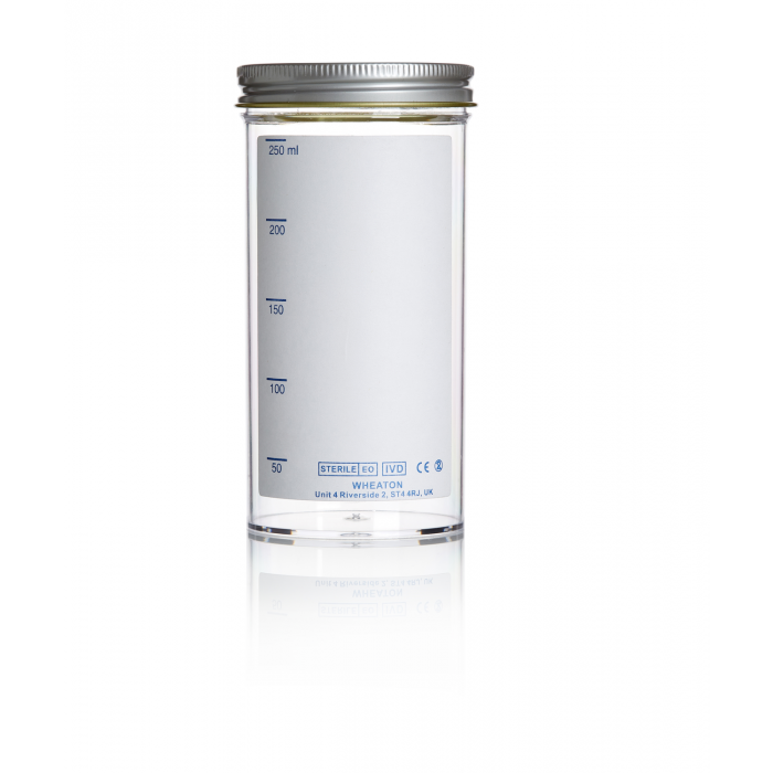 WHEATON® 250mL 聚苯乙烯容器，普通标签