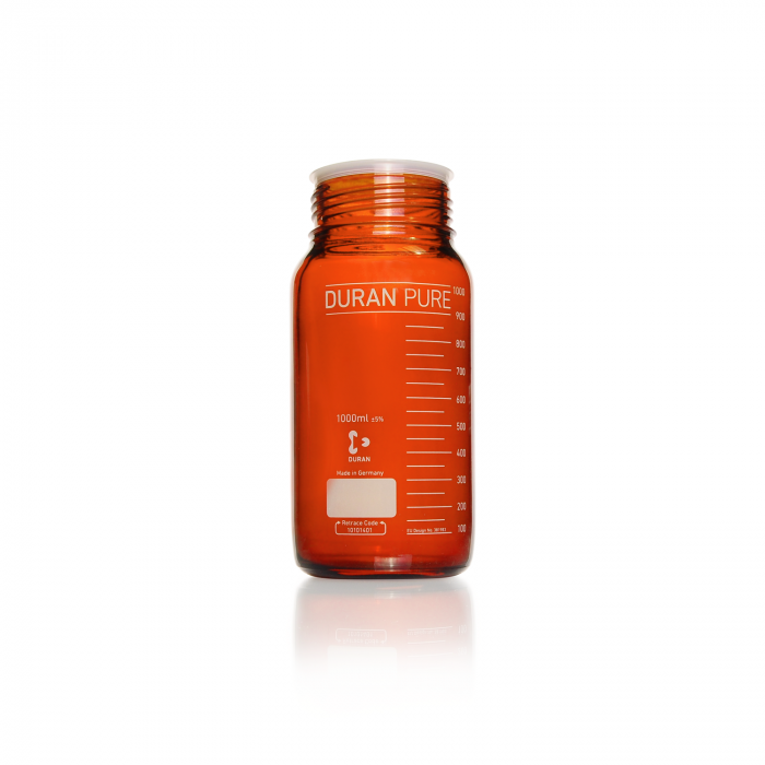 DURAN® PURE GLS 80® 瓶，广口，棕色，带保护盖，无螺旋盖和倾倒环，1000 mL