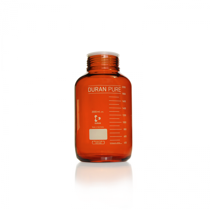 DURAN® PURE GLS 80® 瓶, 广口, 棕色, 带保护盖, 不带旋盖和浇注环, 2000 mL