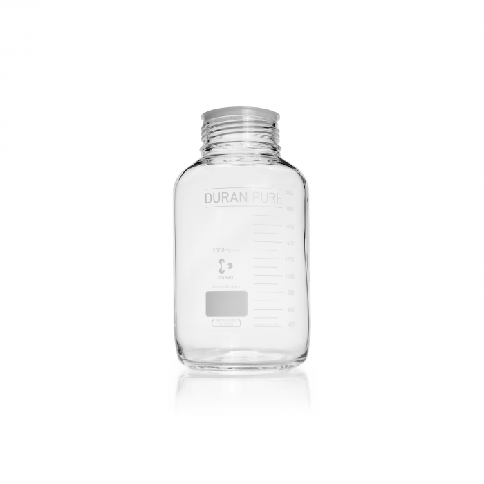 DURAN® PURE GLS 80® 瓶，广口，透明，带保护盖，不带螺旋盖和浇注环，2000 mL