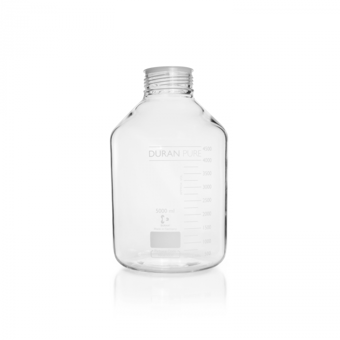 DURAN® PURE GLS 80® 瓶, 广口, 透明, 带保护盖, 无螺旋盖和浇注环, 5000 mL