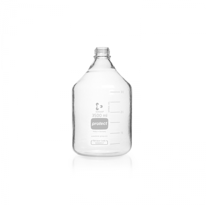 DURAN® protect GL 45 实验室瓶，透明，塑料安全涂层，无螺旋盖和倾倒环，3500 mL