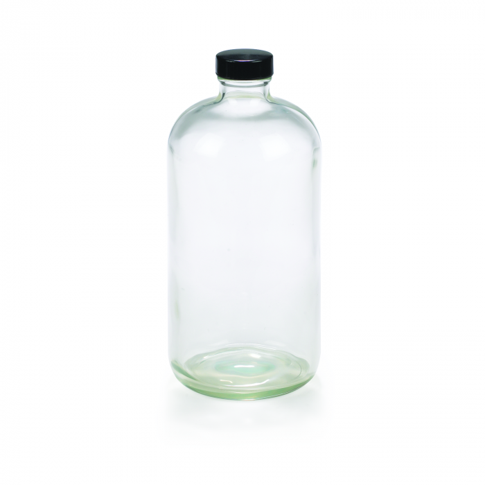 WHEATON® 安全涂层波士顿圆瓶，聚四氟乙烯面发泡聚乙烯白色聚丙烯盖，每箱12个，16盎司