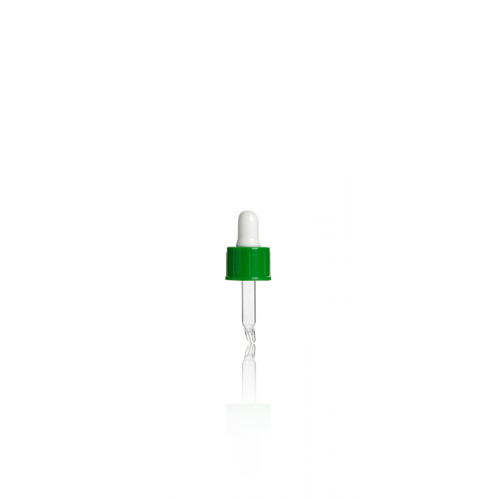 WHEATON® 玻璃滴管组件，绿色盖帽，白色橡胶球，3 mL