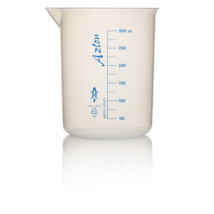 AZLON® 烧杯，低形格里芬式，聚丙烯，3000mL