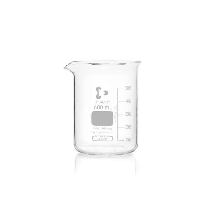 DURAN® 烧杯，低型，带槽口，600 mL