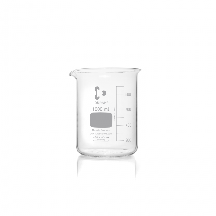 DURAN® 烧杯，低型，带槽口，1000 mL