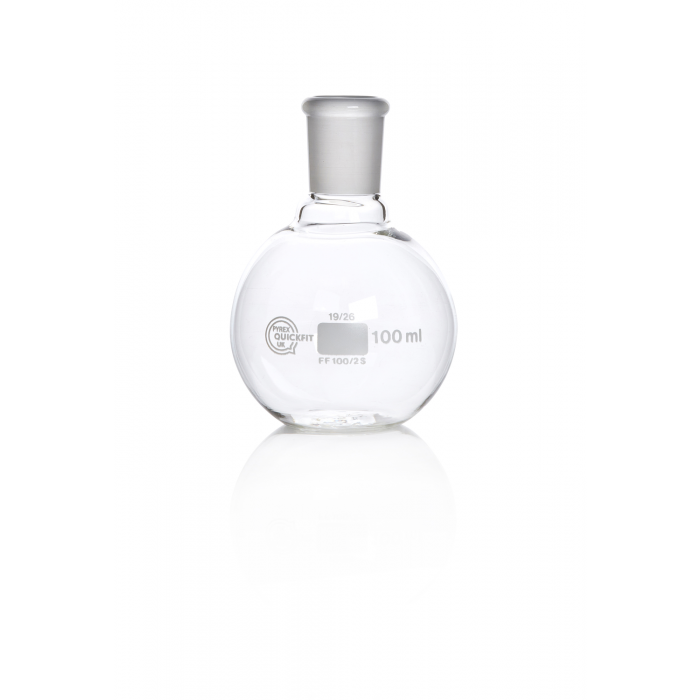 QUICKFIT® 平底烧瓶，短颈，接地插口，NS 19/26，100 毫升