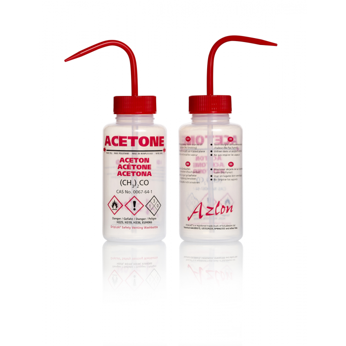 Azlon® 多语言安全排气清洗瓶，丙酮
