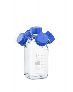 DURAN® GL 45 Hydra HPLC 清洗瓶，方形，透明，带 4 个 GL 45 侧颈