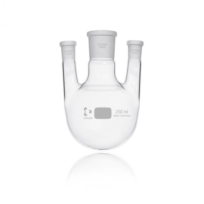 DURAN® 三口圆底烧瓶，中心颈 NS29/32，平行侧颈 NS 14/23，250 mL