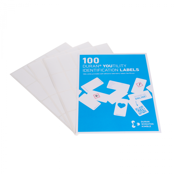 DURAN® YOUTILITY® 实验室空白标签, 用于玻璃瓶和烧瓶, 聚酯, 白色