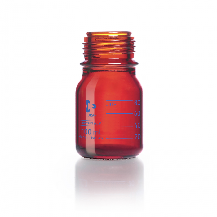 DURAN® 耐压+ GL 45 棕色实验室瓶, 无螺旋盖和倾倒环, 100ml