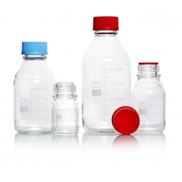 PYREX®瓶，实验室培养基，无盖或倾倒环