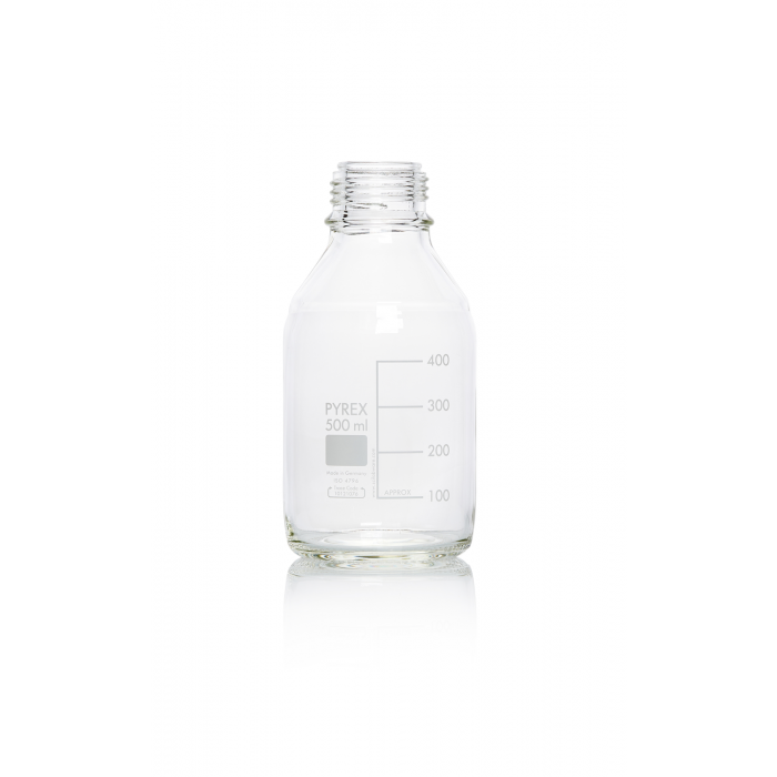 PYREX®瓶，实验室培养基，GL 45 不带盖和浇注环，透明 500 mL