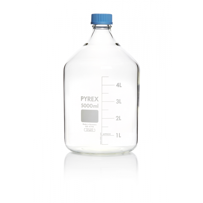 PYREX®瓶，实验室培养基，GL 45，带盖和浇注环，透明 5000 mL