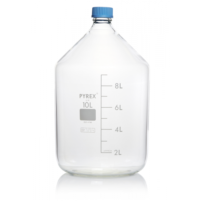 PYREX®瓶，实验室培养基，GL 45，带盖和浇注环，透明 10000 mL