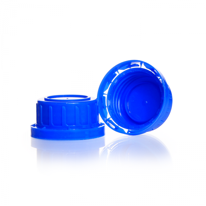 防篡改螺旋盖，广口，PP，蓝色，适用于带 DIN 32 S 螺纹的旋盖苏打石灰玻璃瓶