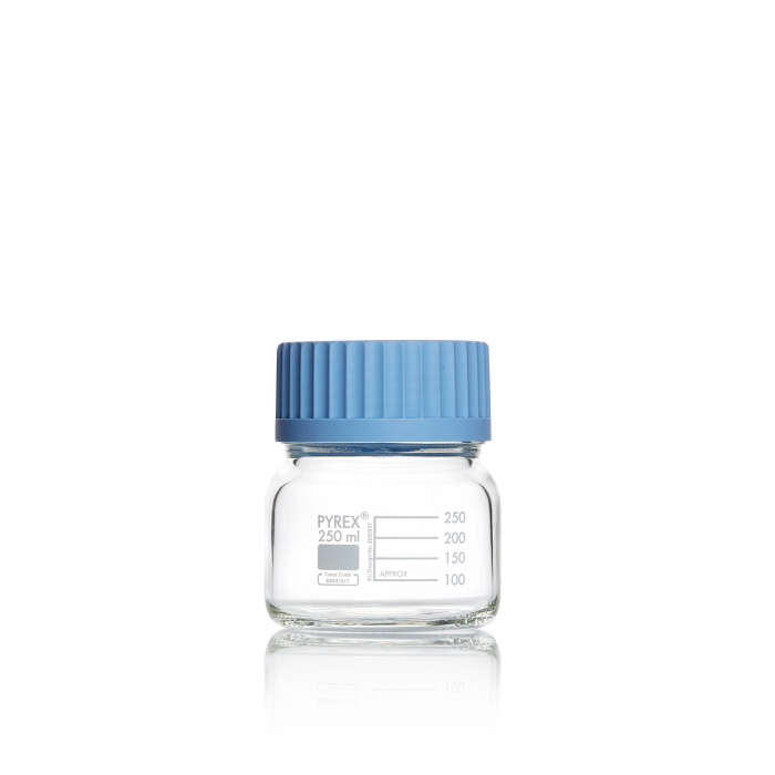 PYREX®瓶，实验室培养基，广口，带盖和倾倒环，透明 250 mL