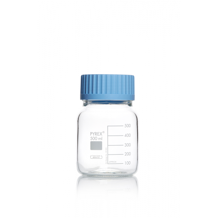 PYREX®瓶，实验室培养基，广口，带盖和倾倒环，透明 500 mL
