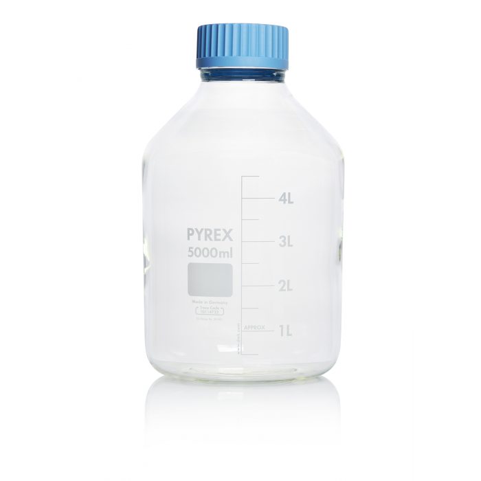 PYREX®瓶，实验室培养基，广口，带盖和倾倒环，透明 5000 mL