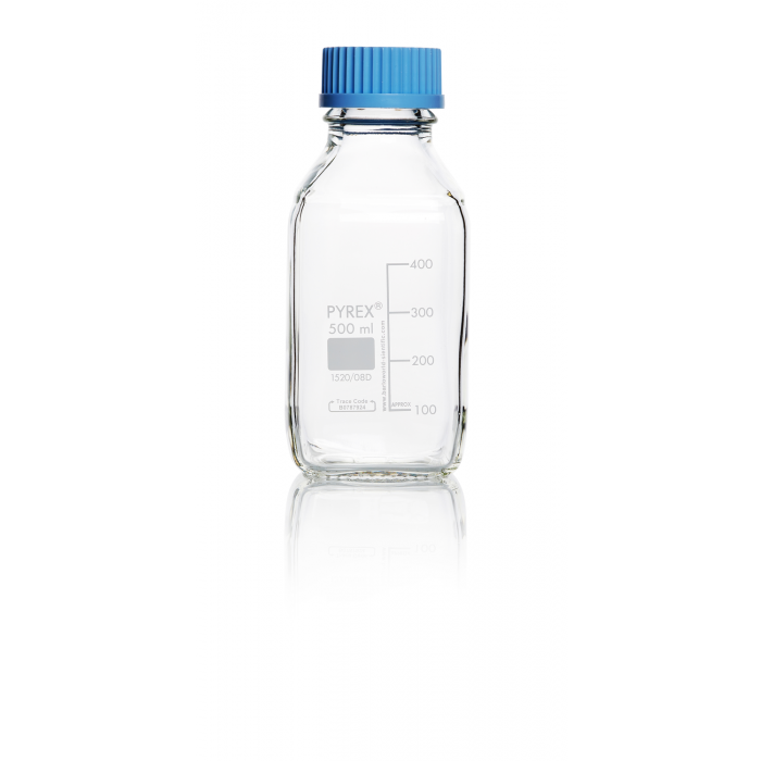 PYREX®瓶，实验室培养基，GL 32 方形，带盖和倾倒环，透明 500 mL