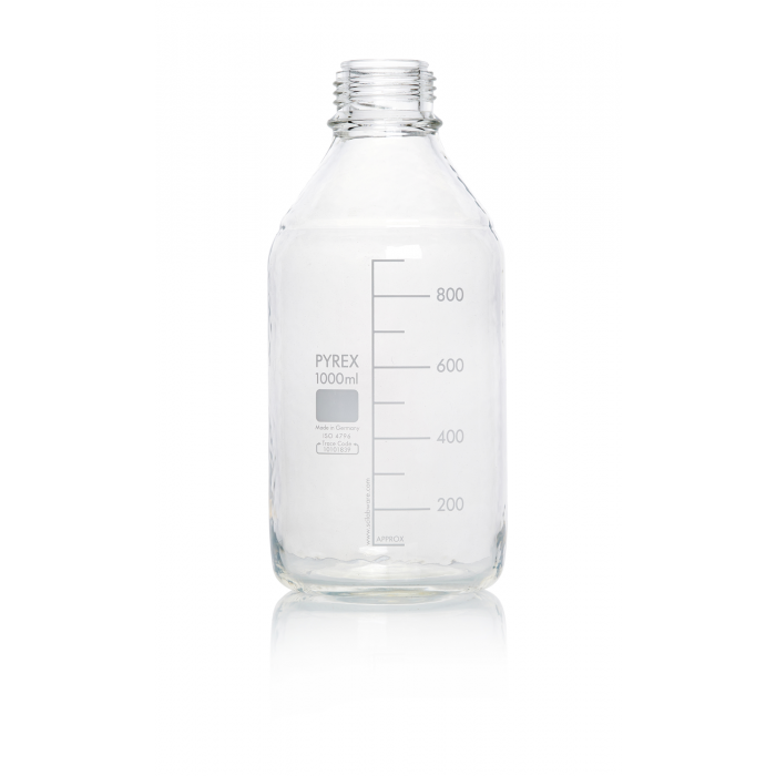 PYREX®瓶，实验室培养基，GL 45 塑料涂层透明 1000 mL