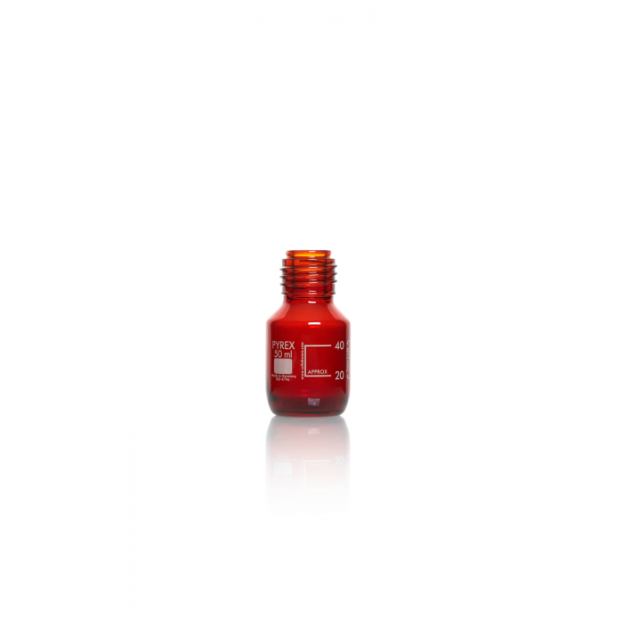 PYREX®瓶，实验室培养基，GL 25 不带盖和浇注环，棕色 50 mL