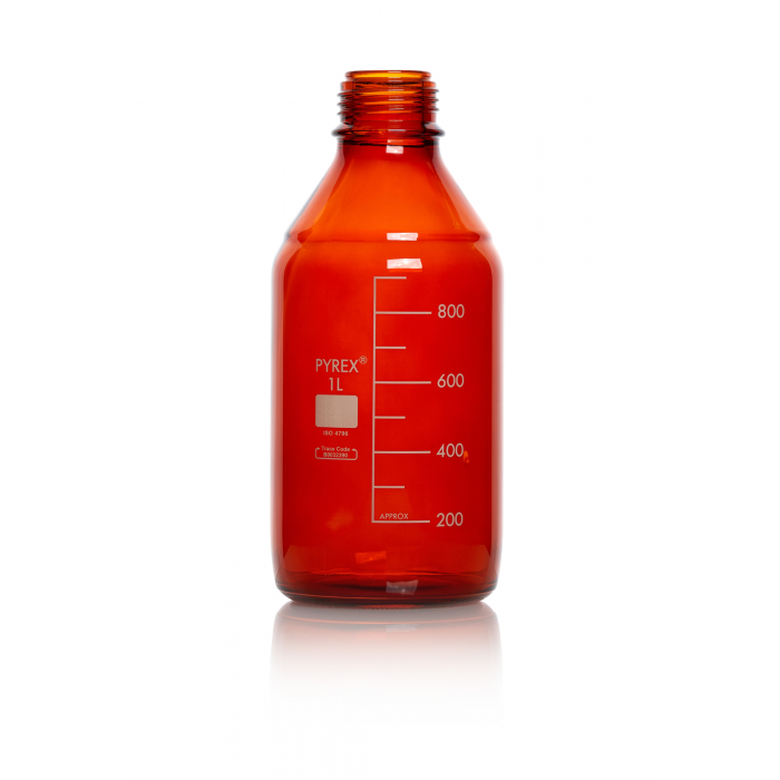PYREX®瓶，实验室培养基，GL 45 不带盖和浇注环，棕色 1000 mL