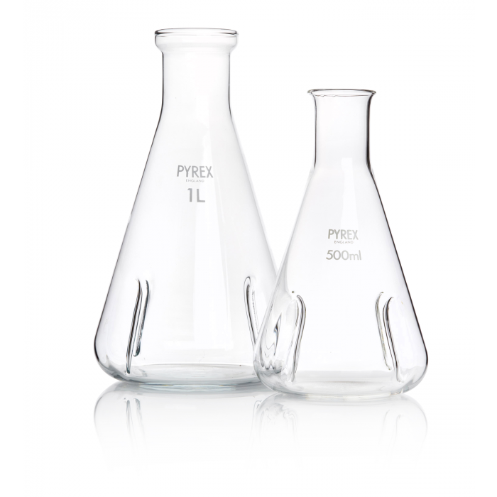 PYREX®烧瓶，培养瓶，带挡板，窄颈，带边缘