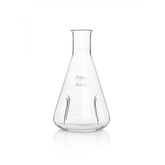 PYREX®烧瓶，培养瓶，带挡板，窄颈，带边缘，500毫升