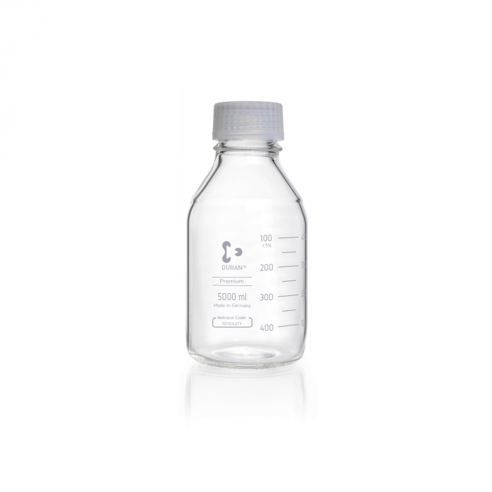 DURAN® 特级GL 45 透明实验室瓶，带特级螺旋盖和倾倒环（PFA），500ml